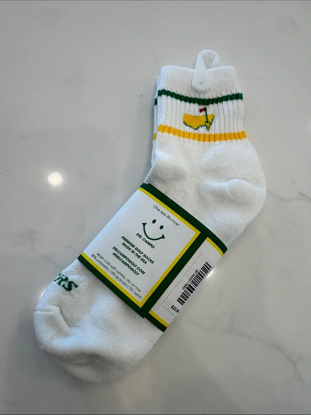 Masters Tournament Del Campo White Athletic Crew Socks